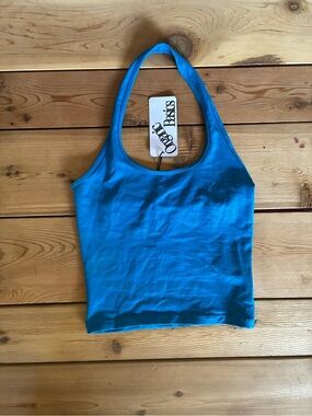 Organic Basics Teal Racerback Crop Tank